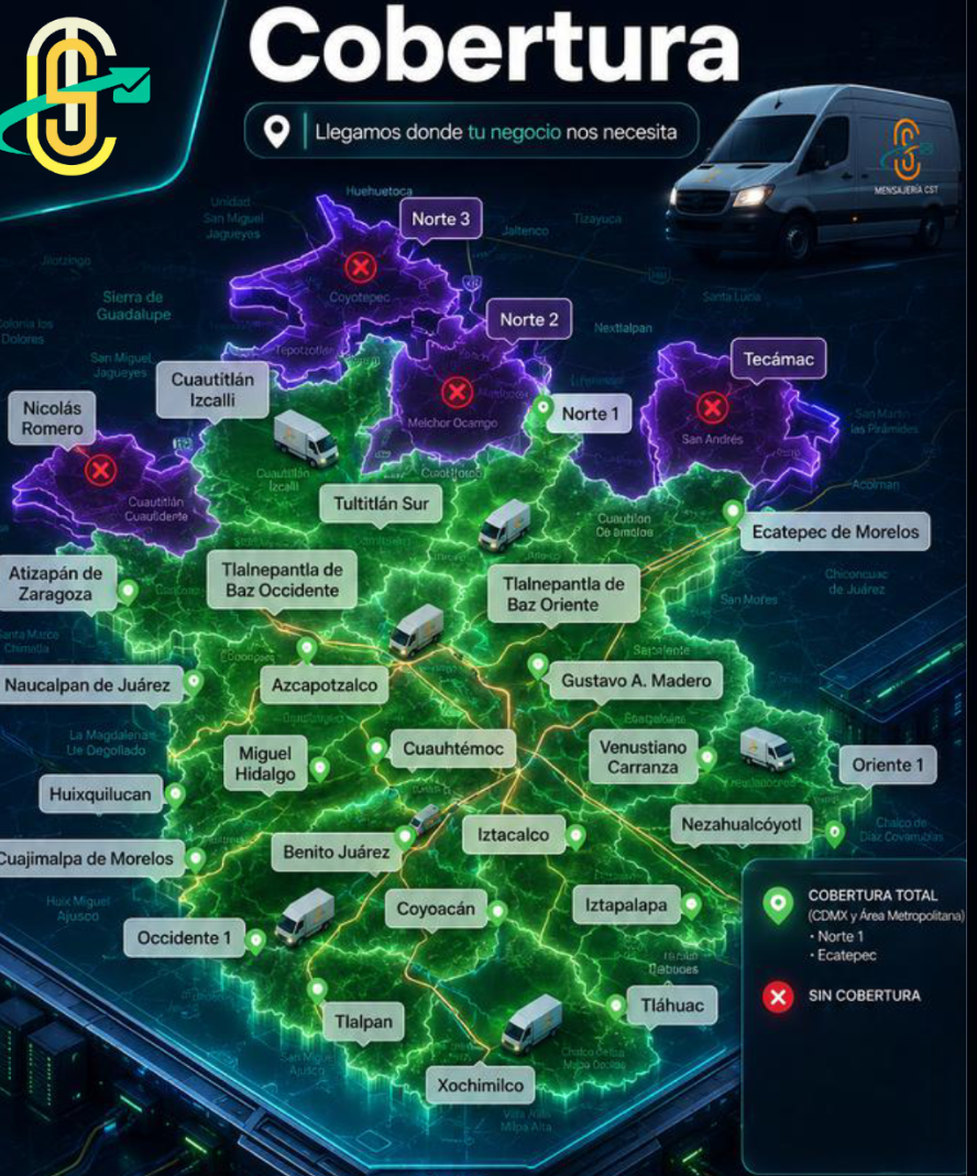 Mapa de cobertura de códigos postales - Mensajería CST